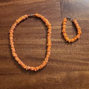 Vintage Orange Coral - Necklace & Bracelet Set.